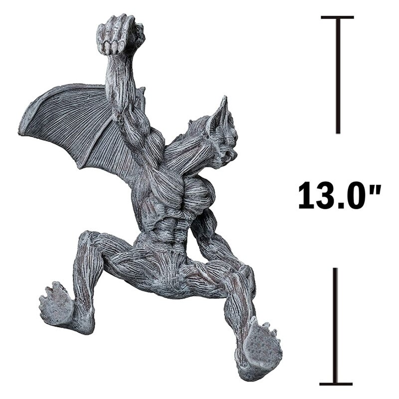 Horror Beest Hanger Standbeeld Voor Outdoor Muur Gemonteerde Resin Wing Devil Ornament Met Een Houding Klimmen Over De Muur JA55