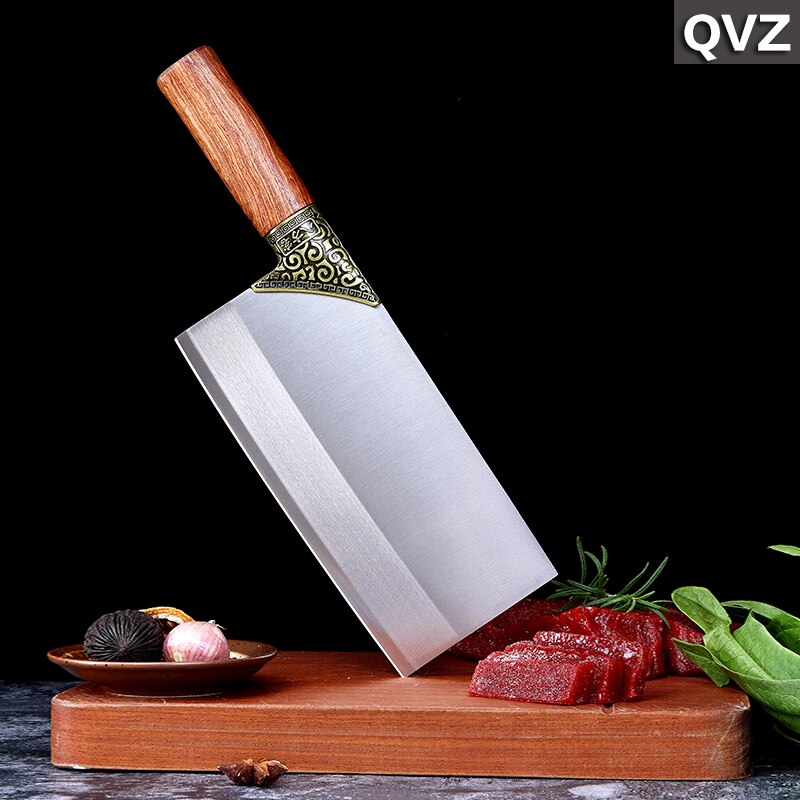 Cleaver Knife Kitchen Chef Knife Stainless Steel Razor Sharp Slicing Knife Meat Chopping Knife Wood Handle Chinese Kitchen Knife