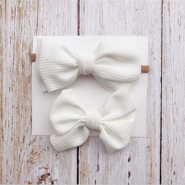 Kinder Mädchen Baby Stirnband Infant Neugeborenen Blume Bogen Haar Band Accessoriess Solide Bogen Headwear 2 Pcs Für Ihre Mädchen: WHITE