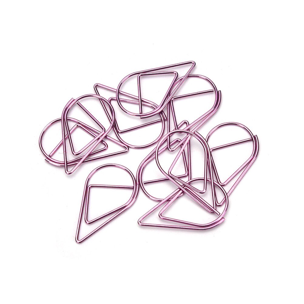 10 stuks/partij metalen materiaal watervorm memo paperclips grappige kawaii bladwijzer kantoor school kantoorbenodigdheden markeerclips: Paars