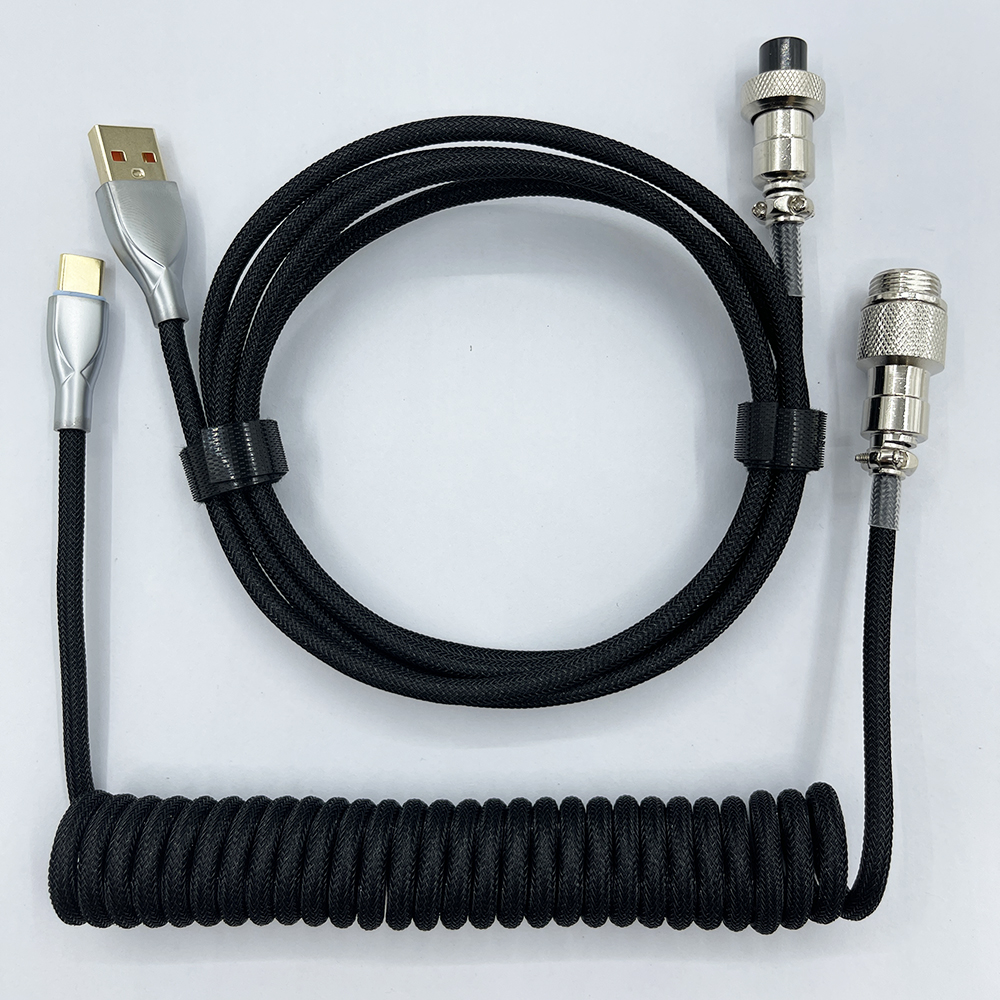 Cable en espiral para teclado mecánico, Cable de aviador tipo C a conector USB, Cable de aviación para teclado de juegos, accesorio: Rose Gold