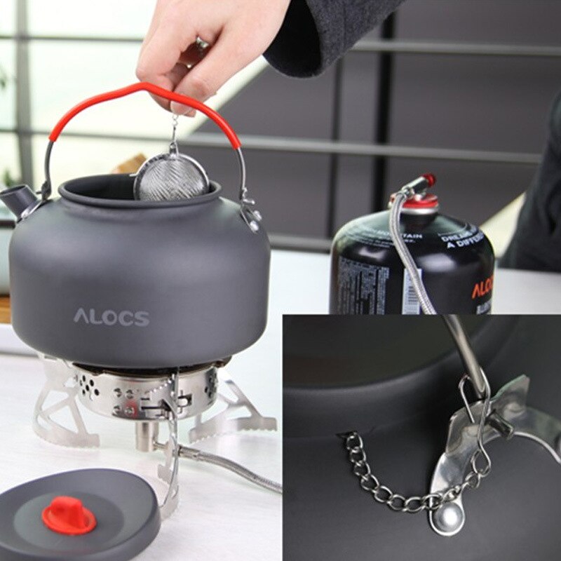 Alocs udendørs kedel tekande bærbart åbent land kogende vand te kaffe 1.4l filter