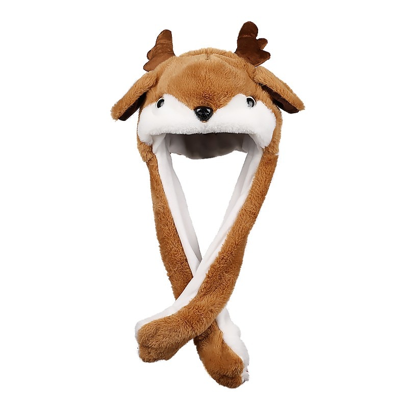 Herfst Winter Kids Jongens Meisjes Muts Schattige Oor Kan Bewegen Cartoon Kerst Elanden Oor Gloeiende Comfortabele Interessante Harige Speelgoed