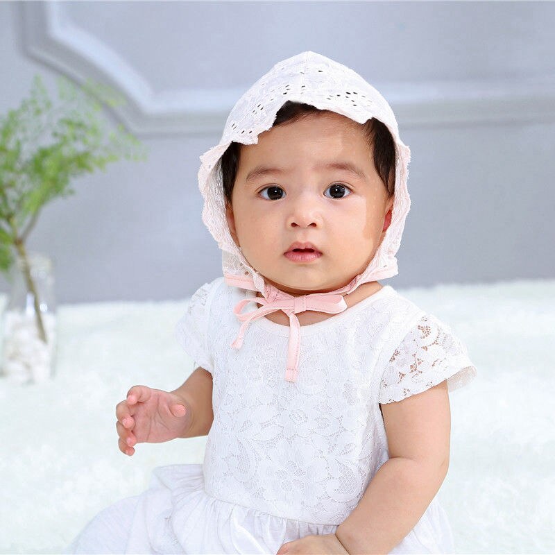 Bnaturalwell bebé vintage encaje bonnet niñas sombrero neutral niños niñas foto prop niños algodón verano sombrero H201D