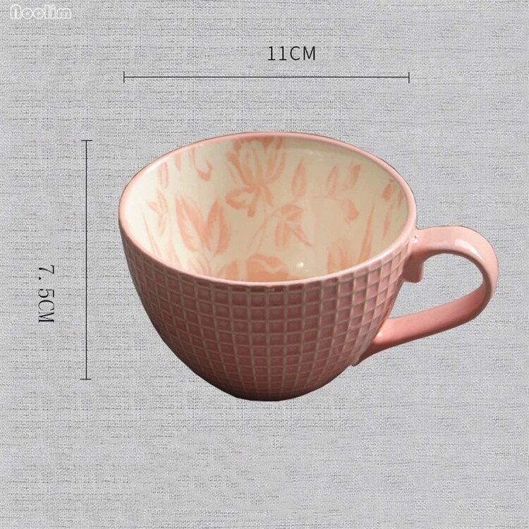 Retro Porcelain Tea Mug Ceramic Hand Painted Office Coffee Tea Mug Embossed Personality Coffee Milk Mug Drinkware Supplies
