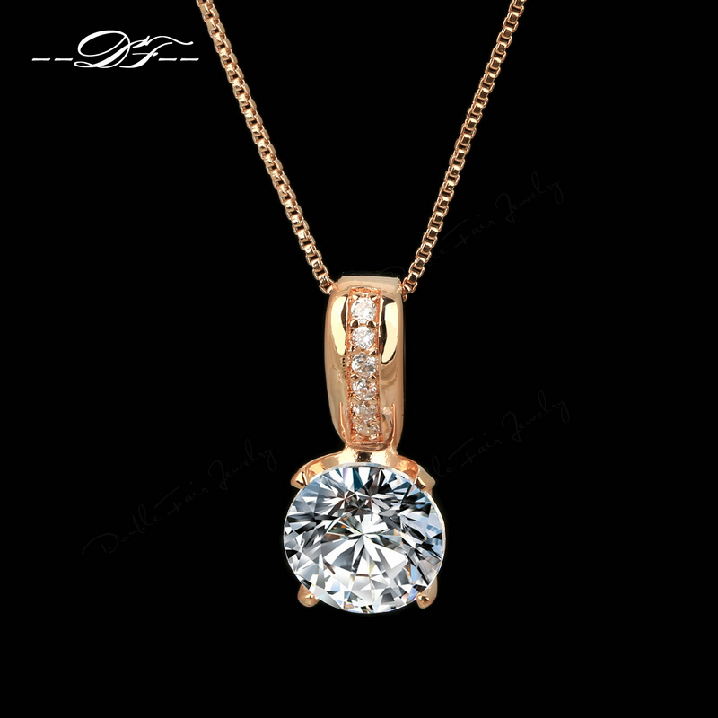 Cz Stone Kettingen Hotsale Rose Gold Kleur Brand Vintage Zirconia Sieraden Voor Vrouwen DFN330: Default Title