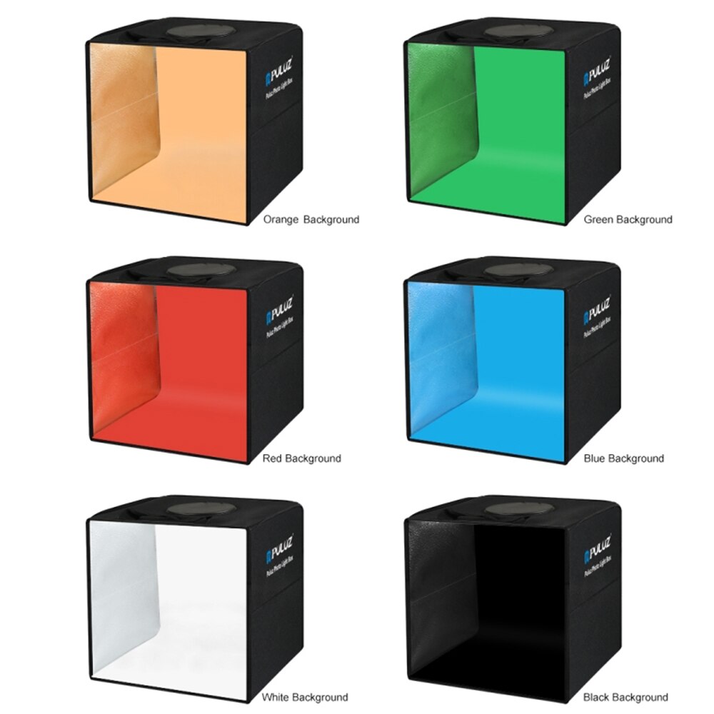 PULUZ Lightbox Mini Photo Studio Light Box with 6 Color Backdrop Photo Shooting Tent Kit 80Pcs LED Foldable Photography Lighting