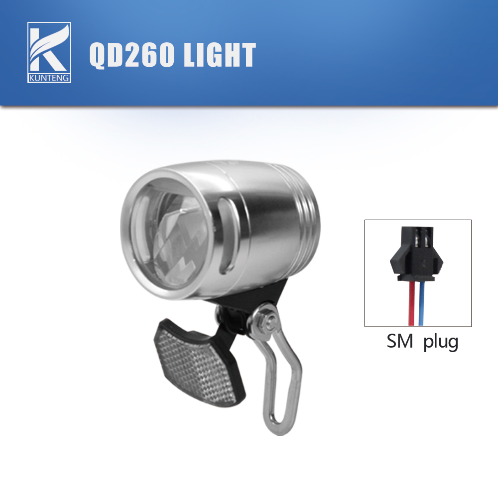 Feu avant de vélo électrique QD260 QD470 QD500 6-60V 2 broches SM/WP, phare LED pour accessoires de vélo électrique: Gris clair