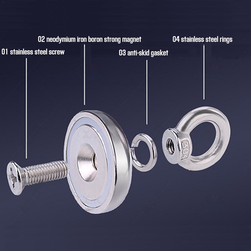 Aimant néodyme aimant de pêche Super fort avec trou fraisé et boulon à œil 20M Force de traction de corde 110 Kg rapide