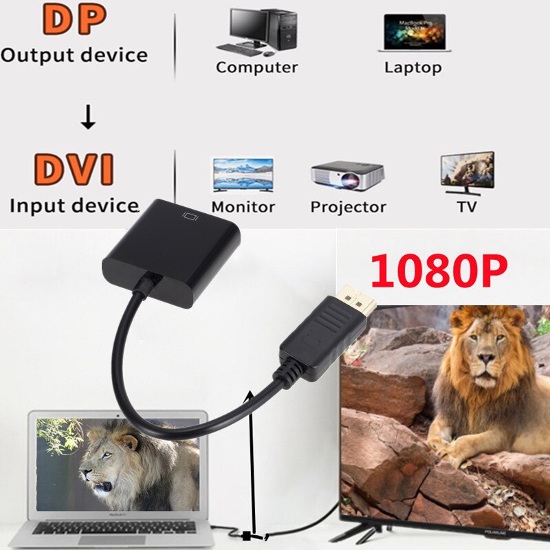 1080P Dp Naar Dvi Converter Displayport Naar Dvi Vrouwelijke Professionele Display Adapter Voor Pc Laptop Dp Naar Dvi input Monitor