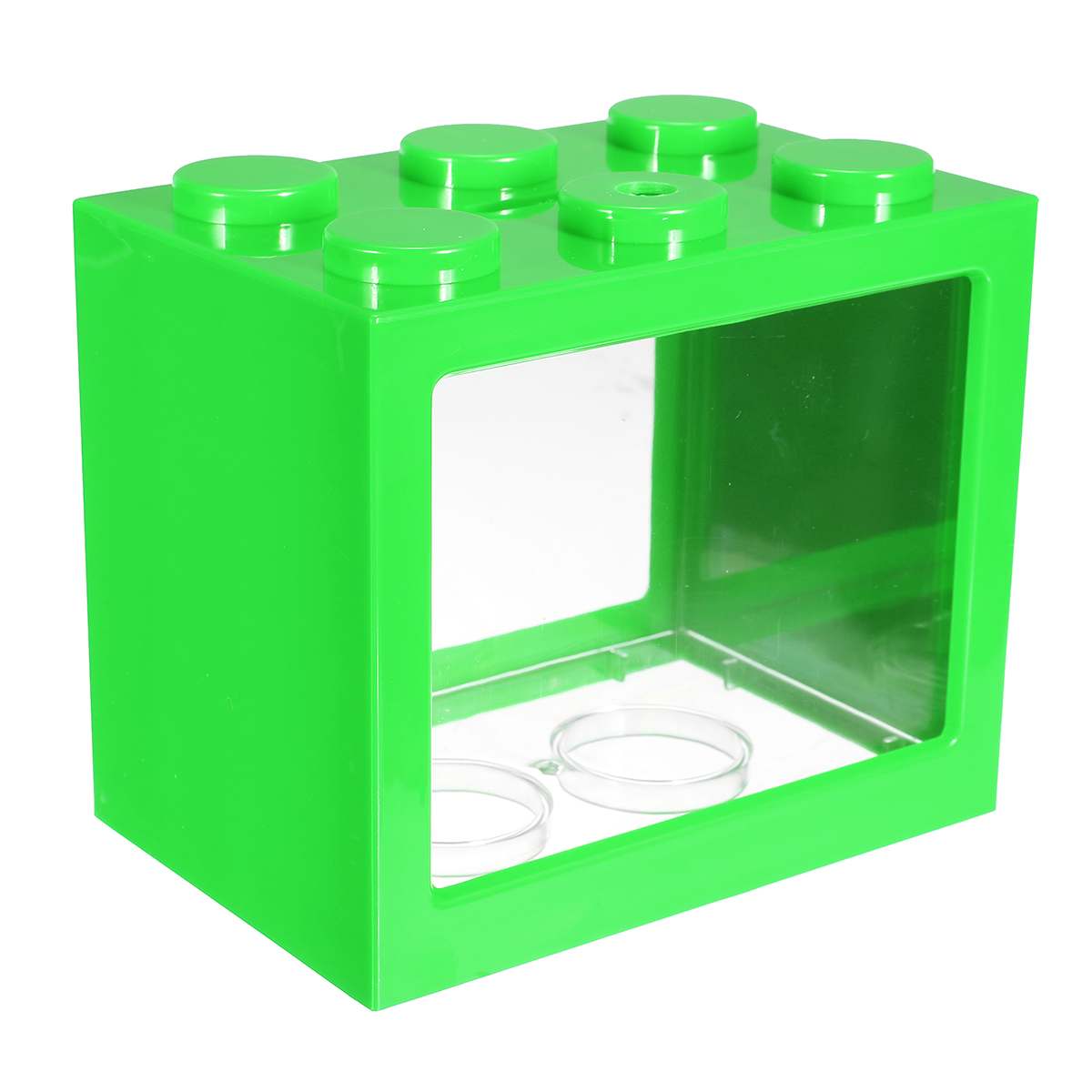 Mini acuario con luz LED para lámpara, tanque de peces Betta, cilindro de combate de peces USB, de escritorio, tazón de peces acuapónicos marinos, Fliter de agua: Green