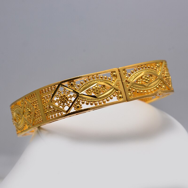 Dubai Goud Kleur Mannen Vrouwen Armband Vacuüm Gouden Kleur & Koper Brede Bangle voor Vrouwen Hand Chain Sieraden Ethiopische/ arabNigeria