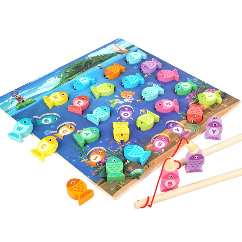 Giocattoli di legno gioco di pesca magnetico Puzzle per bambini aiuti didattici giocattoli educativi precoci per bambini regali per ragazze