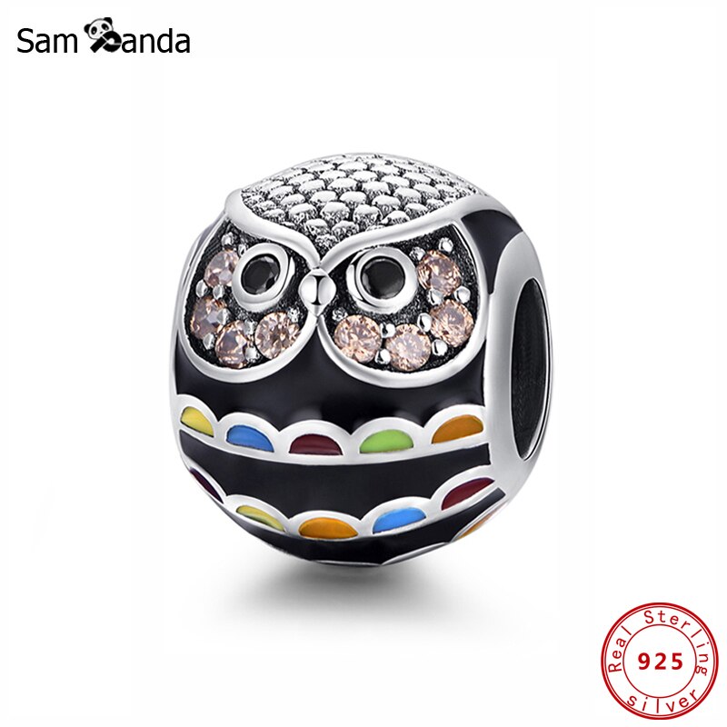 Authentieke 100% 925 Sterling Silver Bead Charm Wijsheid Uil Charms Kristallen Fit Originele Armbanden Vrouwen Diy Sieraden