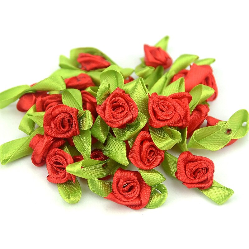 100PCS Artificial Mini Silk Rosettes Fabric Flowers Heads Making Handmade Satin Ribbon Roses DIY Craft For Wedding Decoration: Silver