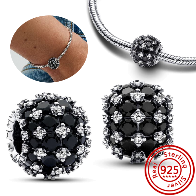 Cuentas redondas de plata 925, cristal de Murano blanco, rojo, verde, negro, azul, rojo, circonita brillante, compatible con pulsera Pantaro, de joyería fina: Rojo