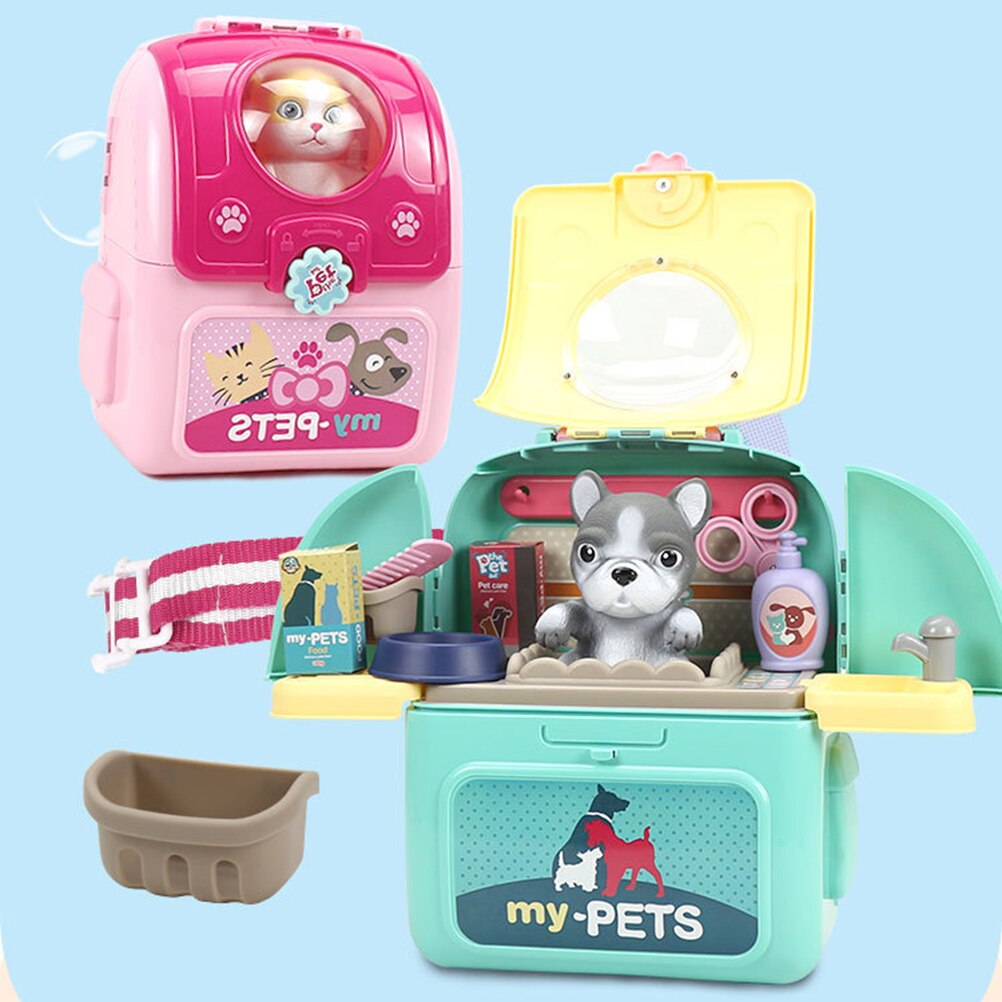 Jouets animaux de compagnie dessin animé chien chat, ensemble de jeu vétérinaire réaliste, Kit de soins pour chiens et chats #20