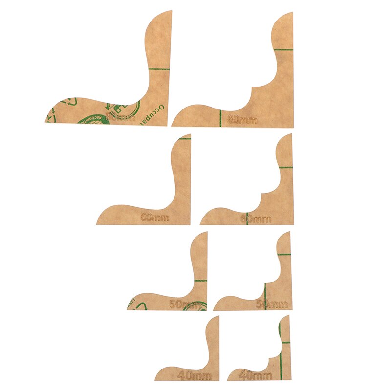 8PCS Acrylic Leather Craft Wallet Corner Decoration Pattern Leather Stencil Template Handicraft Sew Tool 4 Size