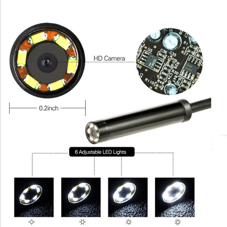 Tipo-C Android 5,5/7mm HD Industrial endoscopio Auto de cámaras de endoscopio impermeable sonda