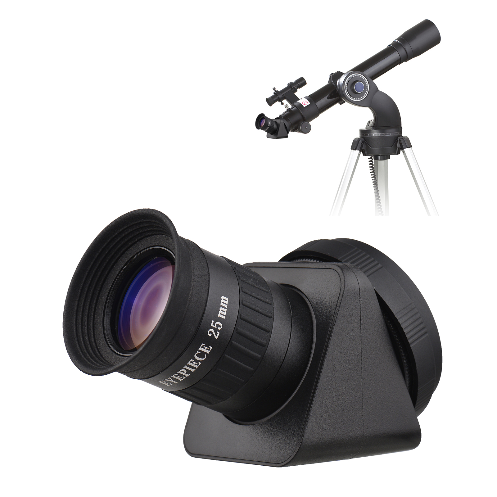 Ocular de 25mm con espejo Diagonal de 90 grados, montaje de tornillo T2 para teleobjetivo de montaje en T, telescopio Refractor astronómico