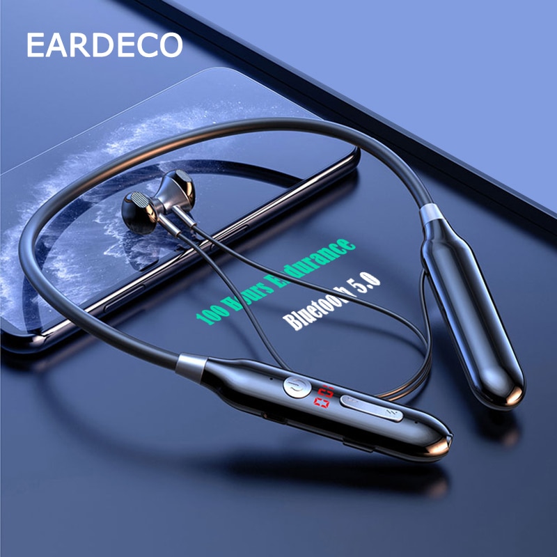 EARDECO Neckband Headphones - Bluetooth 5.0 - 800mAh Battery - Noise Cancelling - Stereo Mic