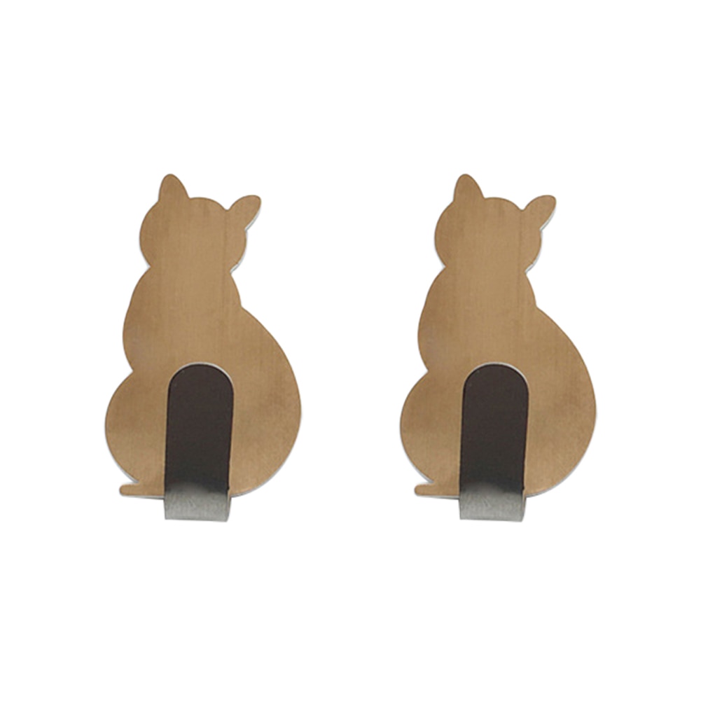2 Stuks Zelfklevende Muur Haken Sterke Zelfklevende Badkamer Metalen Kat Muren Patronen Sticker Deur Handdoek Hanger: Rose Gold