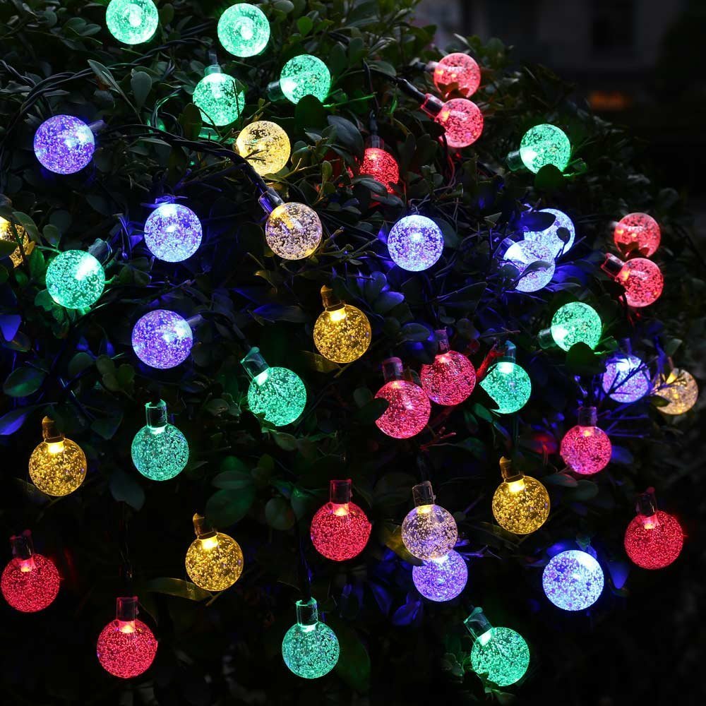 20/30/50 led krystalkugle led solcellelampe strøm led string fe lys solguirlander have juledekoration til udendørs: Farverig / 50 lysdioder 7 meter
