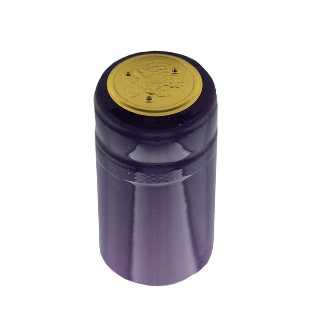 GUHD 50pcs/lot Wine Bottle Cap Thermal Heat Shrinkable Heat shrinkable Cap Wine brewed PVC Heat Shrinkable Packaging Materials: PURPLE GOLD 30MM