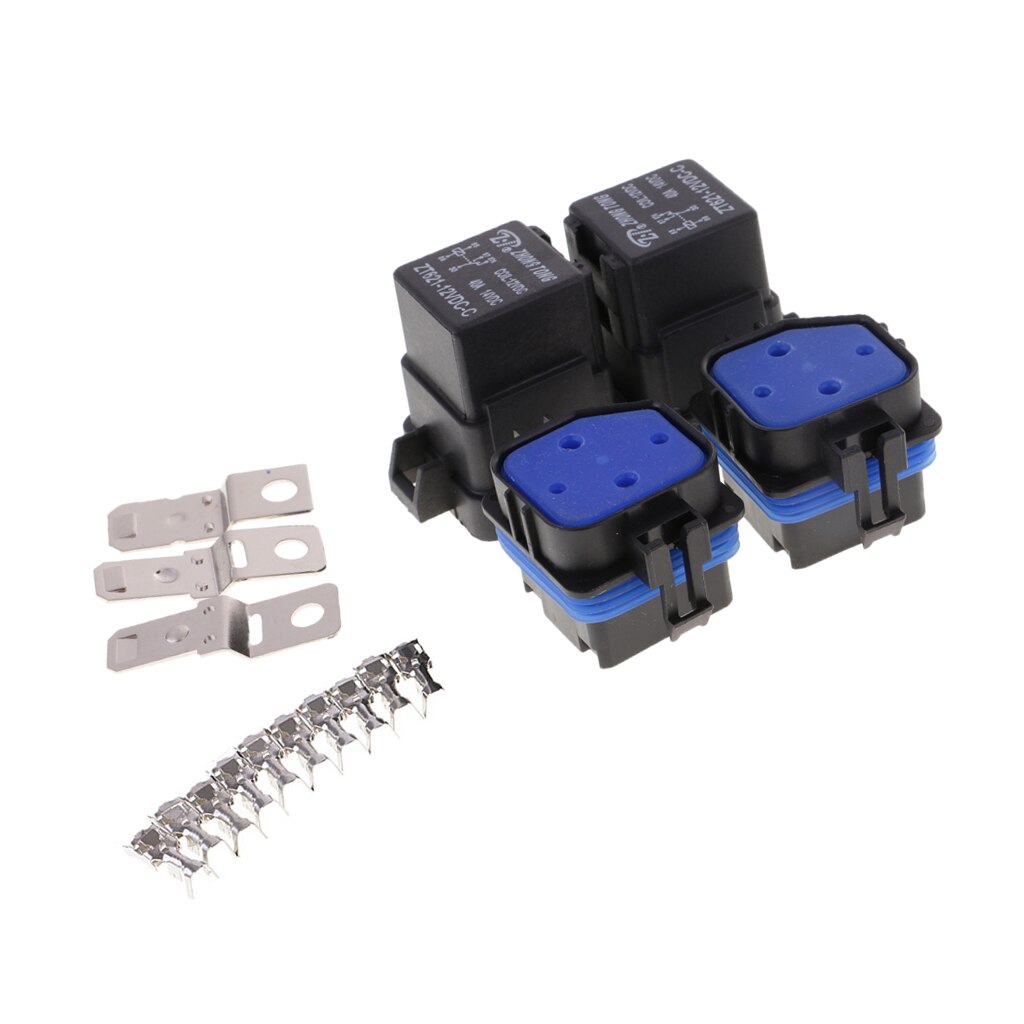 2 Set of Mounting Automotive Motorcycle Boat Relay Base Holder 5 Pin 40A 12V Waterproof Auto Replacement Part 40mm*40mm