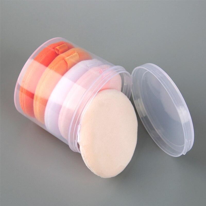 5 stk flocked puff rund facial ansigtspudder foundation puff bærbar blød kosmetisk puff makeup foundation