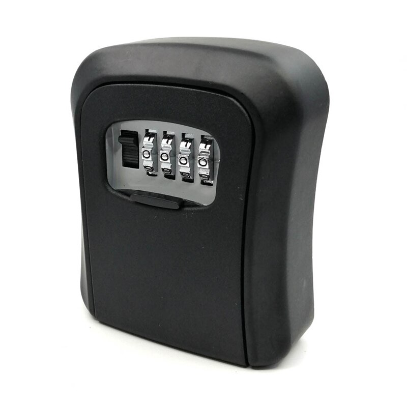 Key Lock Box Wall Mounted Aluminum alloy Key Safe Box Weatherproof 4 Digit Combination Key Storage Lock Box Indoor Outdoor: Black