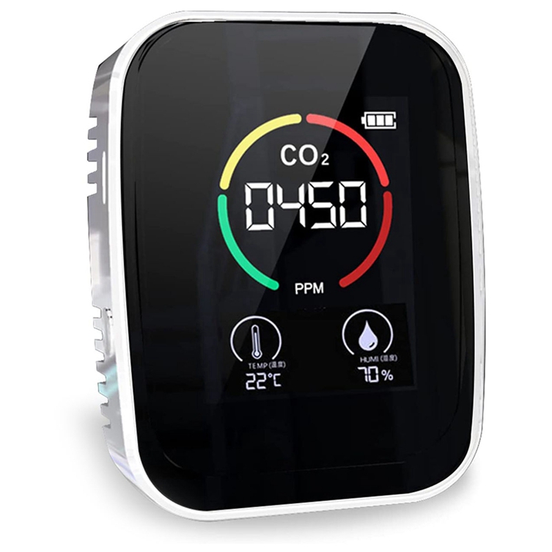 Air Monitor CO2 Monitor CO2 Meter Indoor Temperature And Relative Humidity Meter For Home Office: White