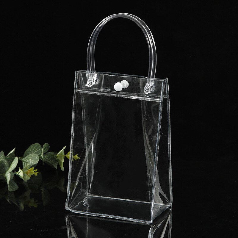 10/20 stks/partij Transparant Zacht PVC Tote Verpakking Zakken met Handlus Doorzichtige Plastic Handtas Cosmetische Tas