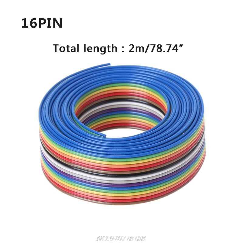 2m 16 Pin Flat IDC Ribbon Extension Cable Rainbow Wire With 1.27mm Line Pitch Connect Wires N23 20
