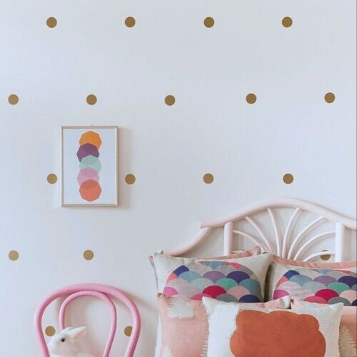Sparadrap mural doré à pois, 126, décoration pour pépinière de fille