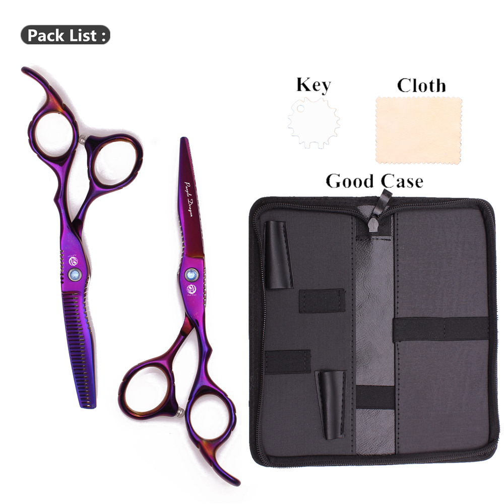Purple Dragon 6" JP Steel Hairdresser Set Haircut Thinning Shears Hair Cutting Scissors Barber Scissors 1011# Gold: 1011 Zi D-6Y