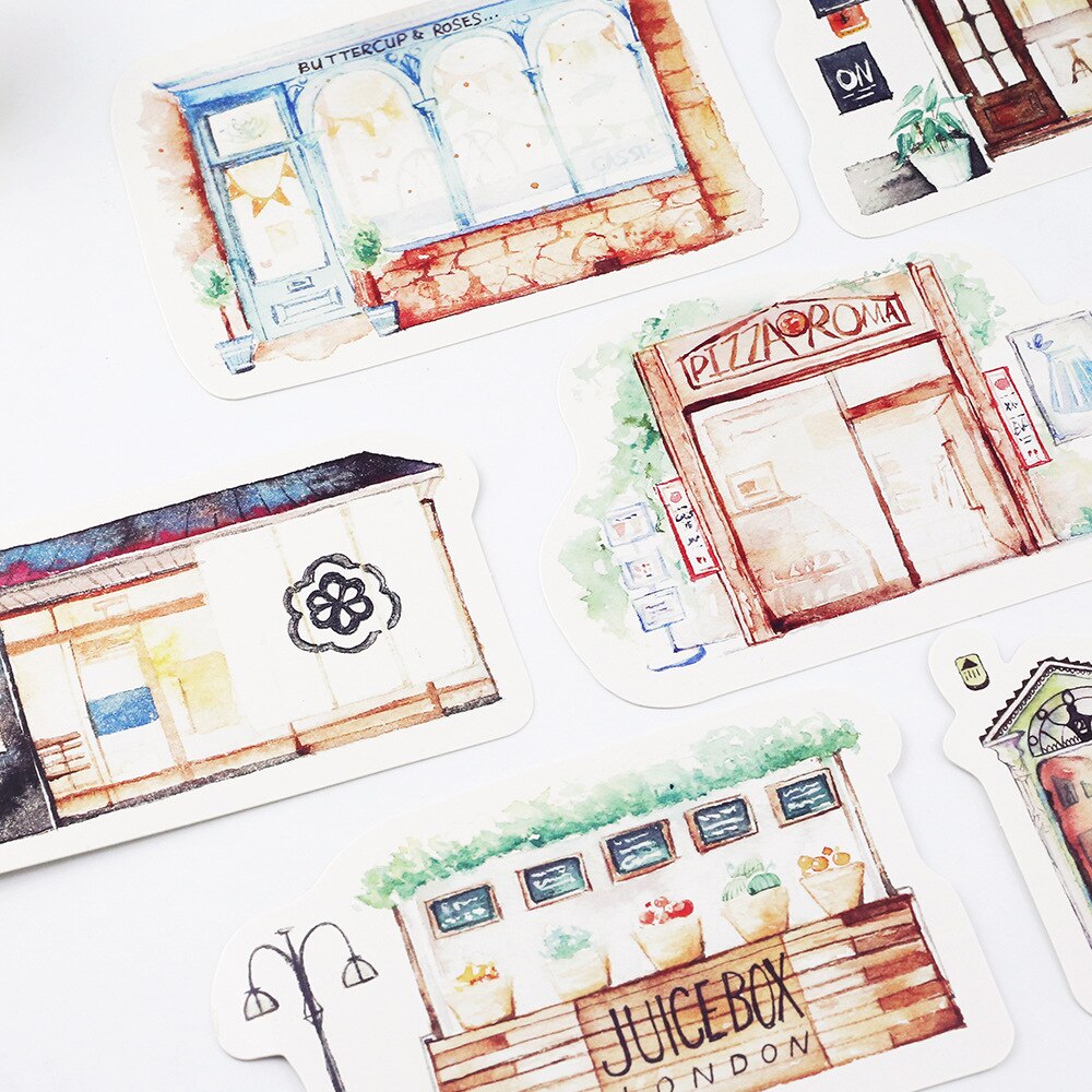 30pcs/lot Cute Postcards DIY Kawaii Cartoon Bookmarks Owing a Small Shop DIY Postcards and Message Cards Cute Stationery