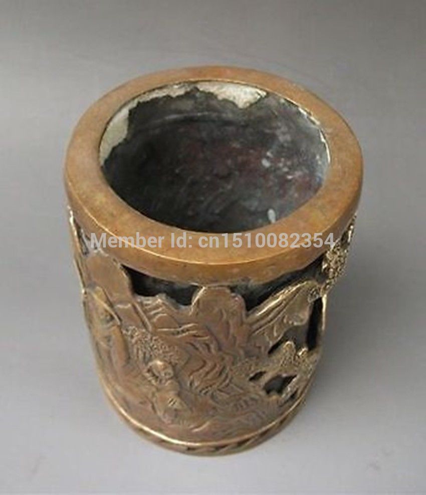 Chinese Bronzen gesneden Pen houder