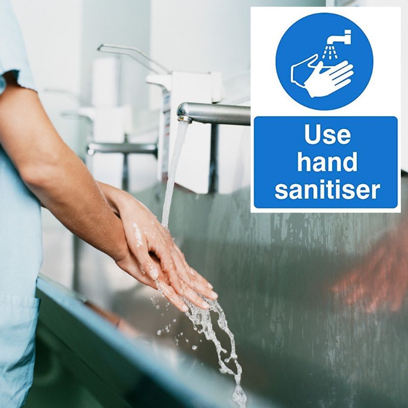 Use Hand Sanitiser Sign 150mm x 200mm Anti-virus Notice Sign,Wash Hands and Use Hand Sanitizer to Prevent The Spread of