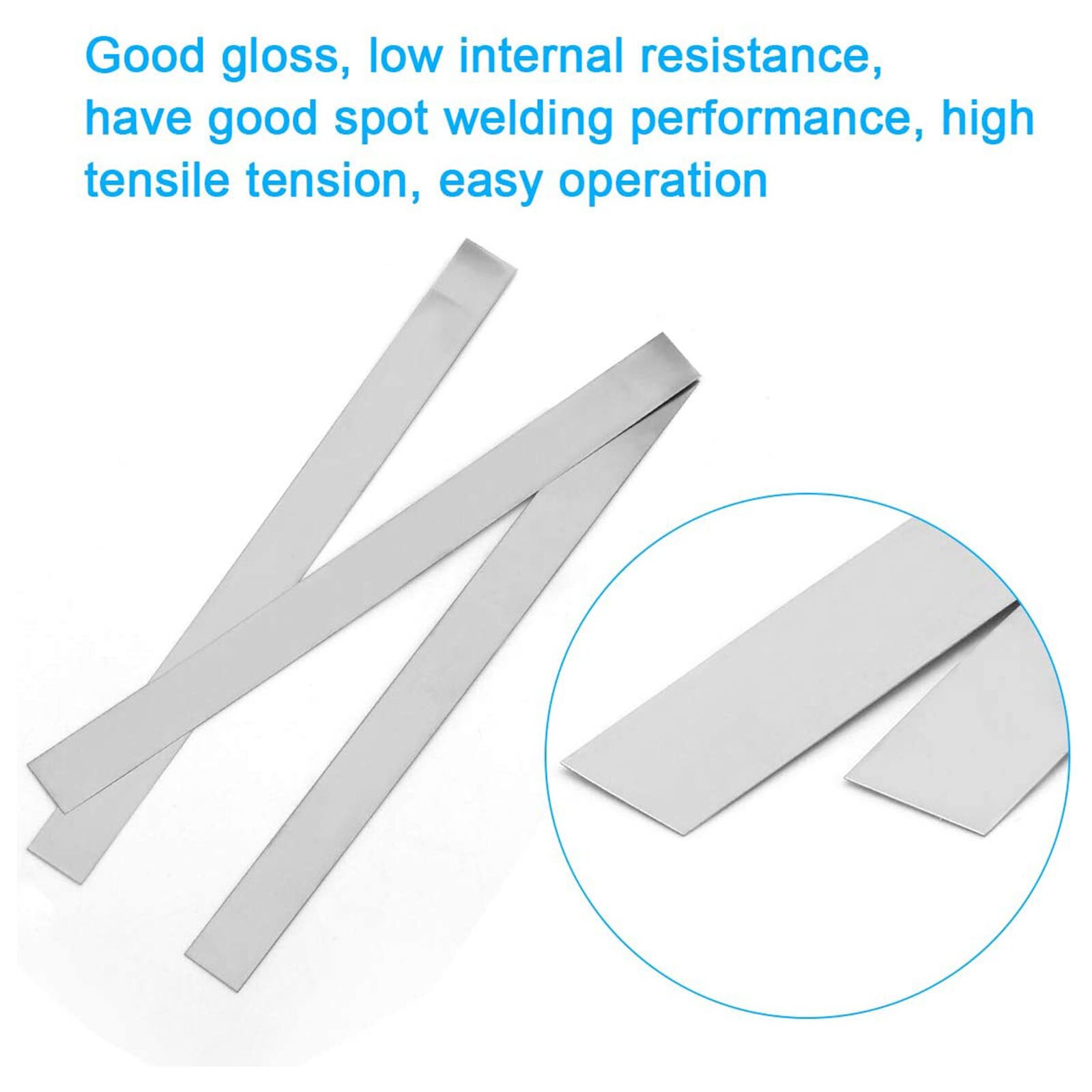 Nickel Soldering Tabs Nickel-plated Steel Strip Pure Nickel Belt 99.96% 0.15*6*50mm Corrosion Resistance 50pcs Pure Nickel Strip