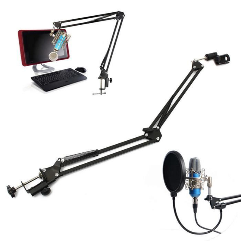 Aluminiumlegering Microfoon Stand Filter Houder Arm Studio Professionele Stand Voor Microfoon Clip Montage Opvouwbare Mic Stand Kit