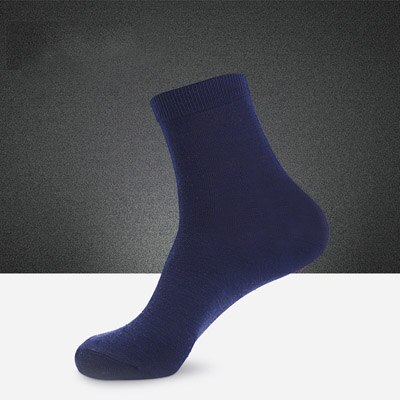 Brand 5 Pairs Nano Silver Cotton Socks Casual Crew Socks Anti-Bacterial Deodorant Autumn Winter Men&#39;s Socks: Navy Blue