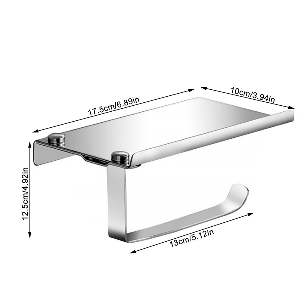 Stainless Steel Toilet Paper Holder With Phone Shelf Simple Storage Shelf Toilet Roll Paper Holder Bathroom Accessories Simple
