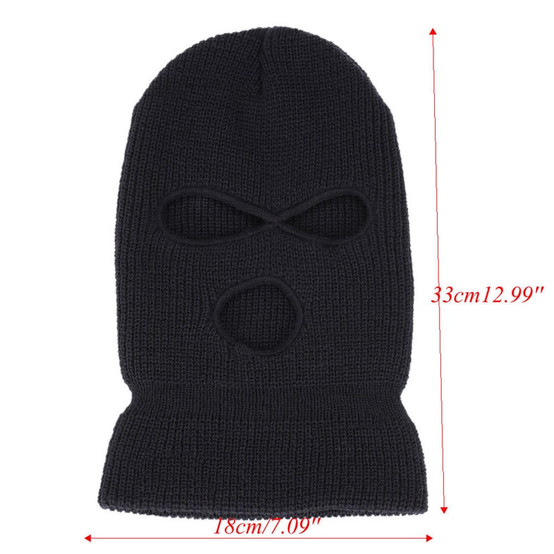 Máscara de cobertura de la cara completa para invierno, gorro de pasamontañas de 3 agujeros, gorro de invierno tejido elástico para nieve, gorro, , negro, cálido