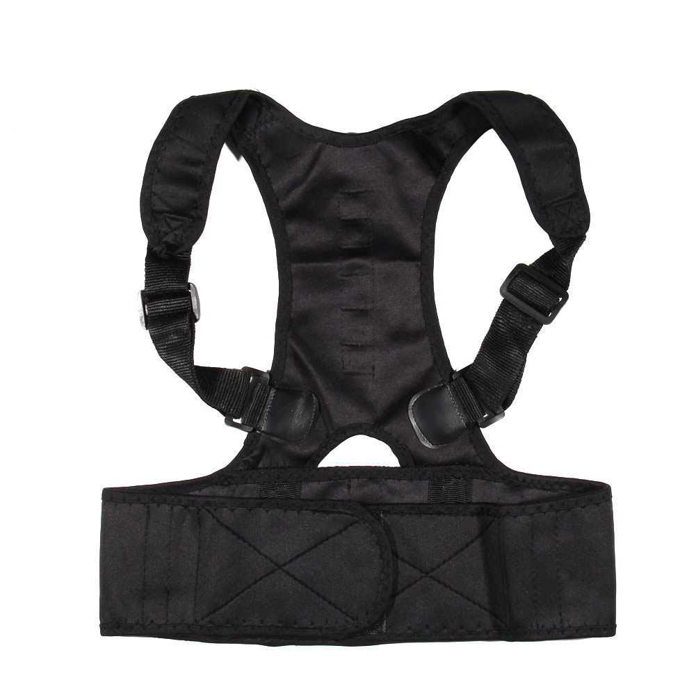 Sitting Posture Corrector Adjustable Magnetic Shape Body Shoulder Brace Belt Men And Women Back Vertebra Correct Therapy KH889: black / XL