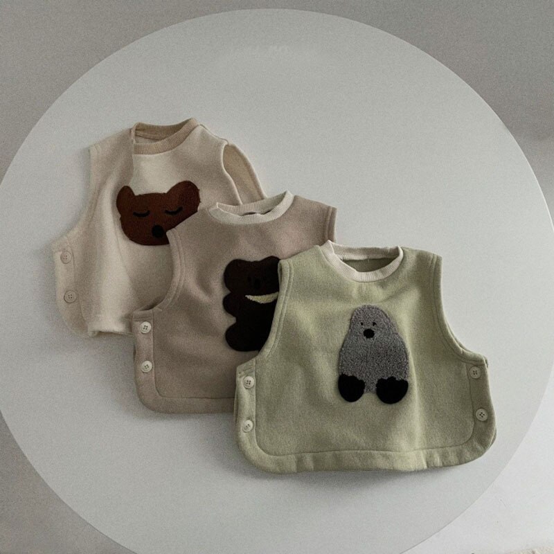 Winter Mode Leuke Cartoon Plus Fluwelen Vest Baby Jongen Mouwloos T-shirt Dikker Warm Vest Meisjes Dragen Patroon kleding