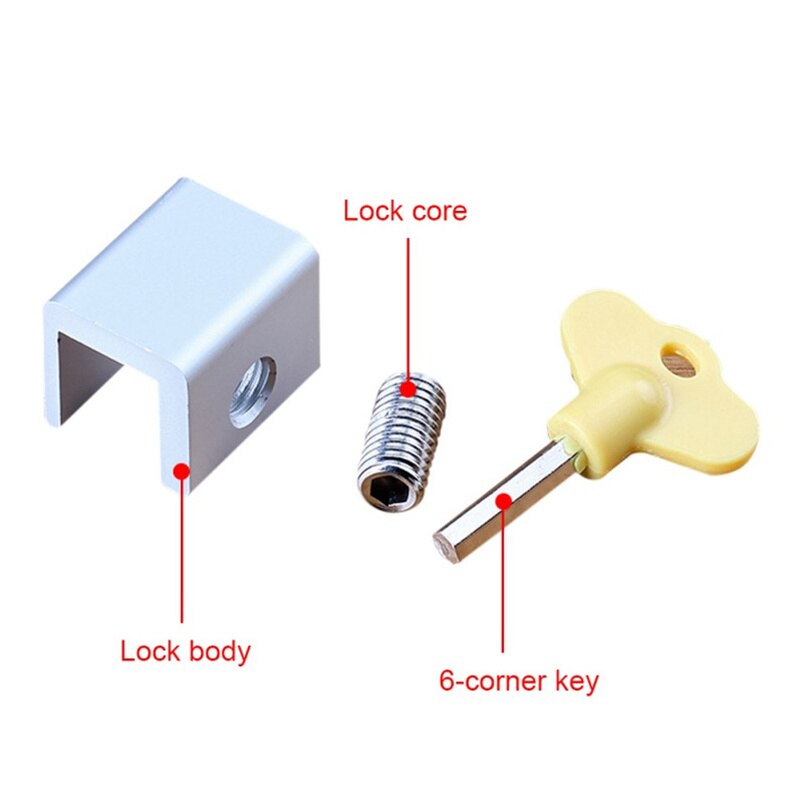 1PCS Adjustable Sliding Window Aluminum Alloy Stop Locks Security Door Frame Lock with Keys Home Office Security Lock Window