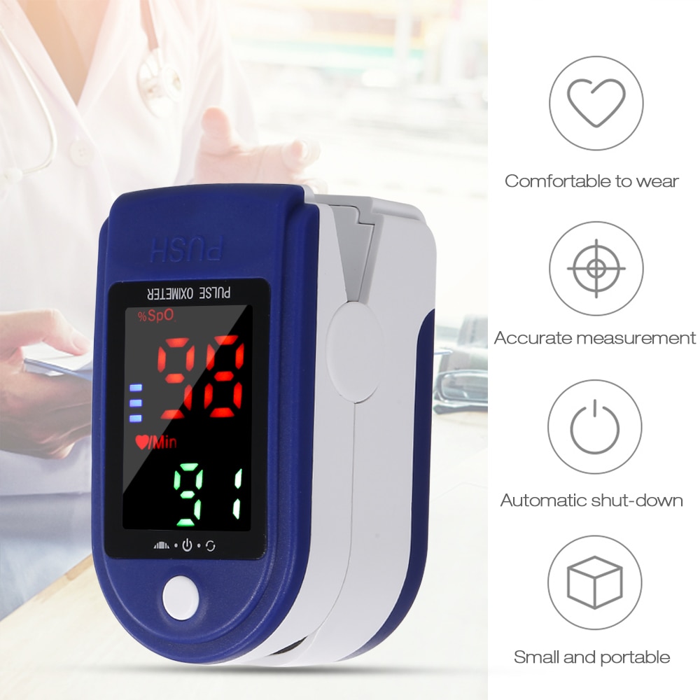Portable Blood Oxygen Finger Pulse Digital Fingertip Oximeter Oxygen Saturation Meter Finger Monitor Oximetro + thermometer