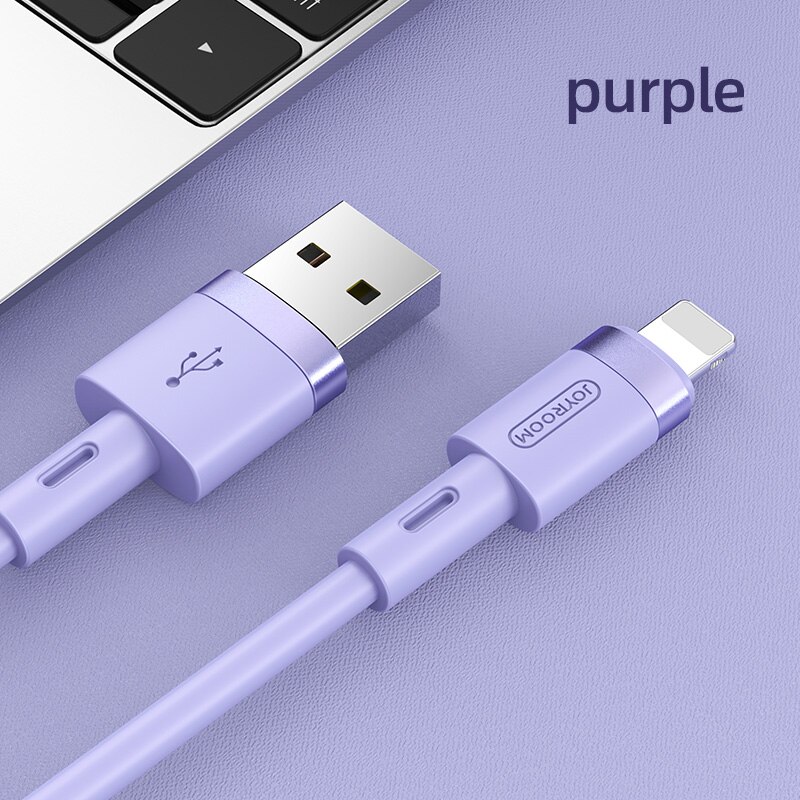 Joyroom Usb Kabel Voor Iphone Kabel 11 Pro Max Xs Xr X 8 7 6 6S Ipad Snel Opladen kabels Vloeibare Siliconen Data Kabel Voor Iphone: purple
