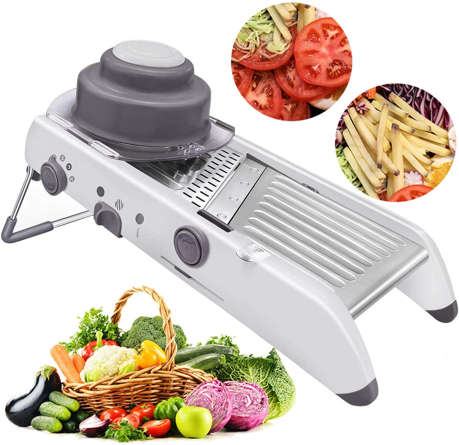 Mandoline Slicer 18 Types Adjustable Vegetable Juliennes Mandolin Cutter Stainless Steel Safe Blades Choppe: Default Title